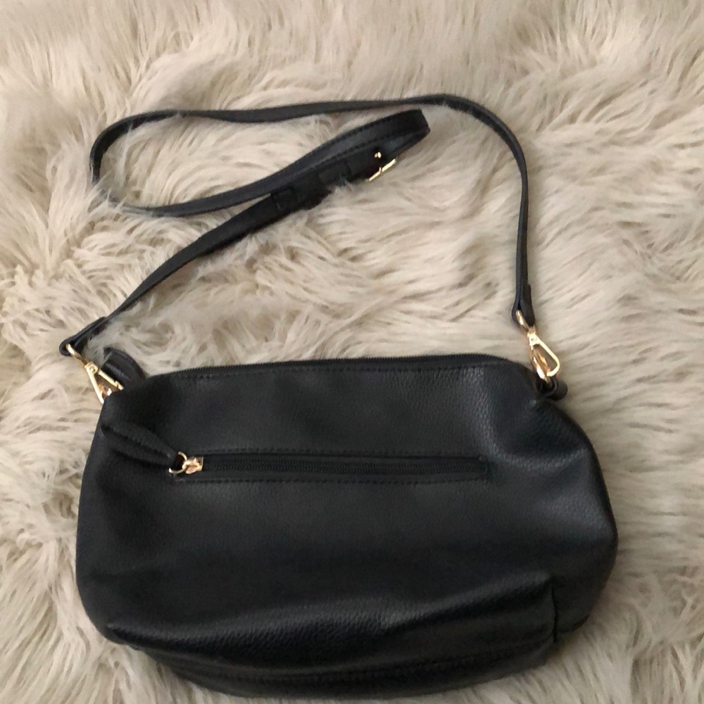 IMO Women Black Faux Leather Shoulder Bag
